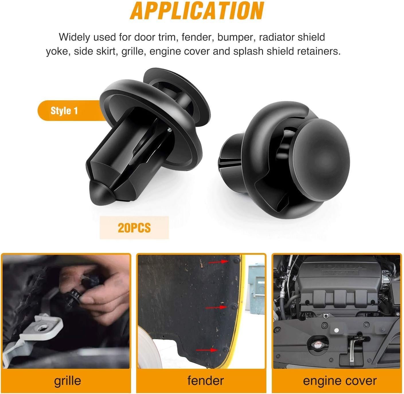 Car Retainer Clips Kit (120PCS) with Fastener Remover  6.3mm 8mm 9mm 10mm Rivets