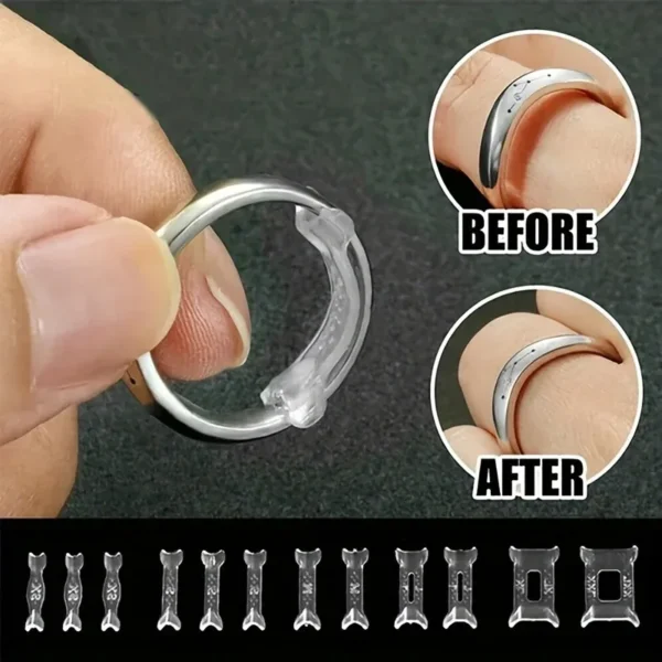 12Pcs Invisible Ring Size Adjuster Set – Resizing Pads for Loose Rings, Adjustable Reducer Spacers for Men & Women Wedding Bands
