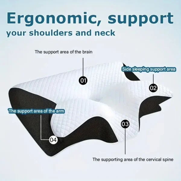 Butterfly Memory Foam Neck Pillow – Ergonomic Cervical Contour for Pain Relief, Orthopedic Sleep Support for Side/Back/Stomach