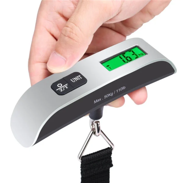 Portable Digital Luggage Scale 110lb/50kg – LCD Hanging Suitcase Weight Tool with Backlight, Tare & Temperature (0.18 lbs)