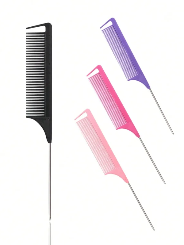 Stainless Steel Pointed Tail Hair Comb for Real Hair Wigs – Salon-Grade Styling Tool, Rust-Resistant & Lightweight (4 Colors)