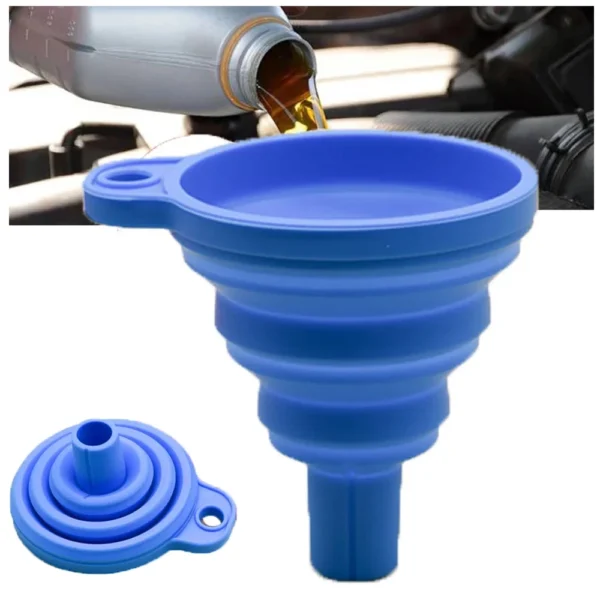Universal Collapsible Silicone Car Funnel – Foldable Portable Oil & Petrol Change Tool, Heat Resistant for All Vehicles
